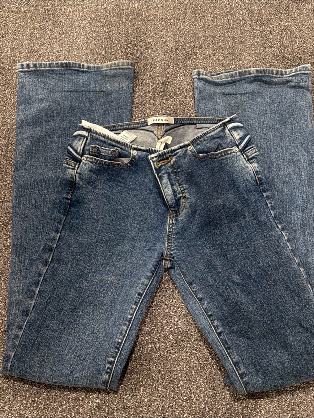 PacSun Women's Blue Flare Jeans - Mid Wash Wide Leg